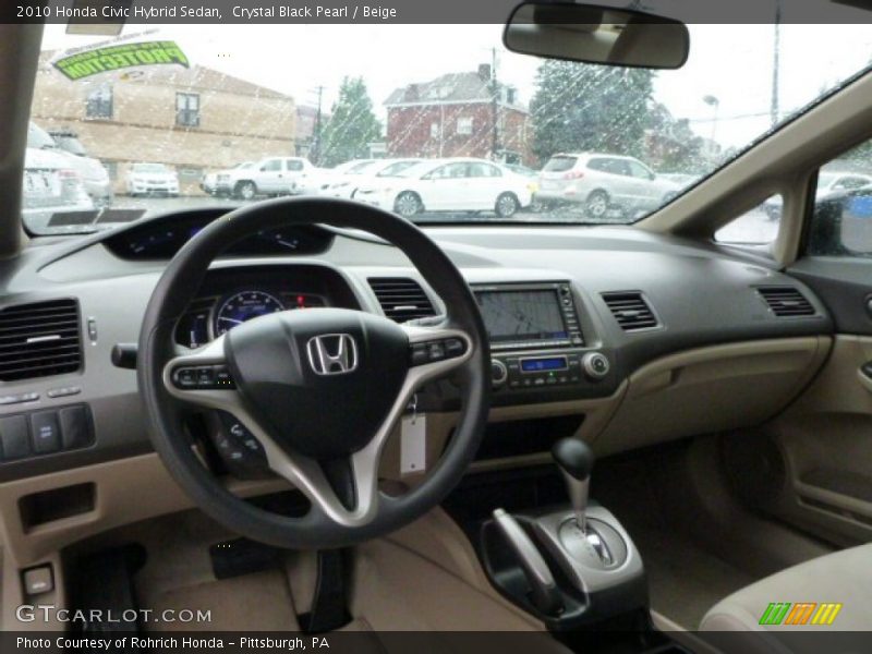 Crystal Black Pearl / Beige 2010 Honda Civic Hybrid Sedan