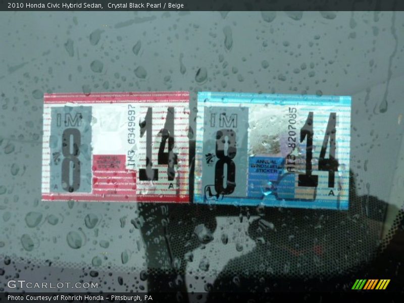 Crystal Black Pearl / Beige 2010 Honda Civic Hybrid Sedan