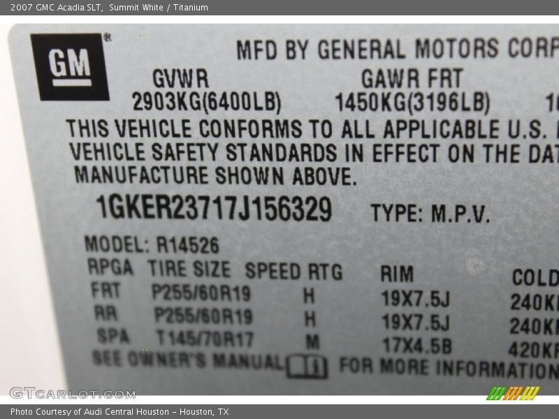 Summit White / Titanium 2007 GMC Acadia SLT