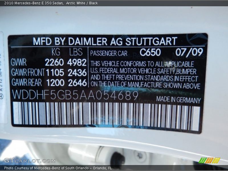 Arctic White / Black 2010 Mercedes-Benz E 350 Sedan