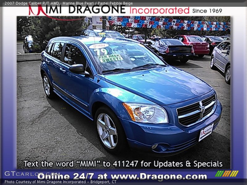 Marine Blue Pearl / Pastel Pebble Beige 2007 Dodge Caliber R/T AWD