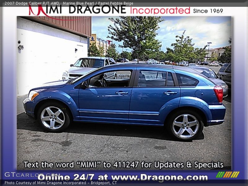 Marine Blue Pearl / Pastel Pebble Beige 2007 Dodge Caliber R/T AWD