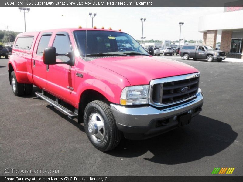 Red / Medium Parchment 2004 Ford F350 Super Duty Lariat Crew Cab 4x4 Dually