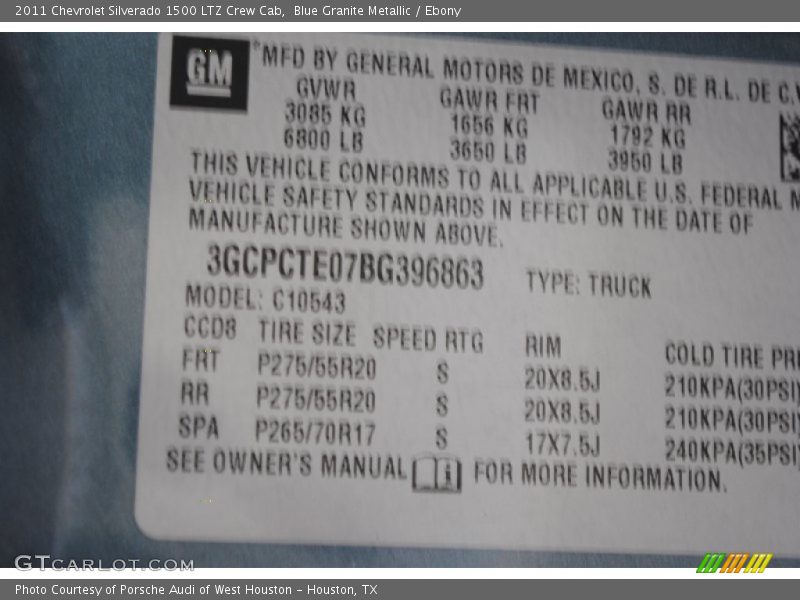 Blue Granite Metallic / Ebony 2011 Chevrolet Silverado 1500 LTZ Crew Cab