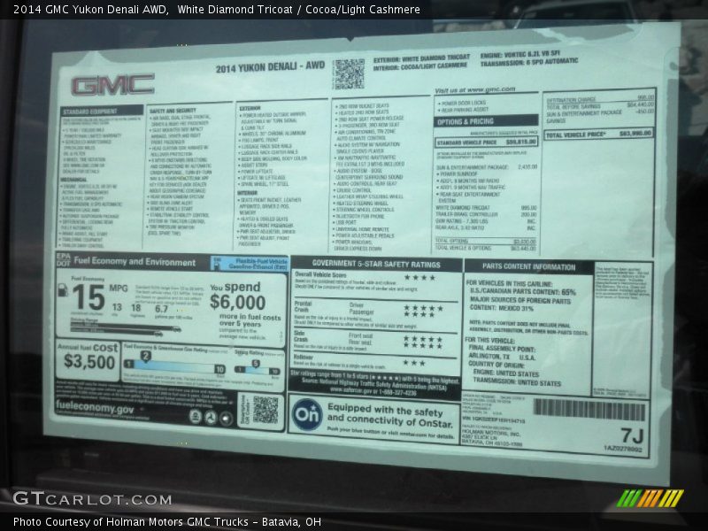  2014 Yukon Denali AWD Window Sticker