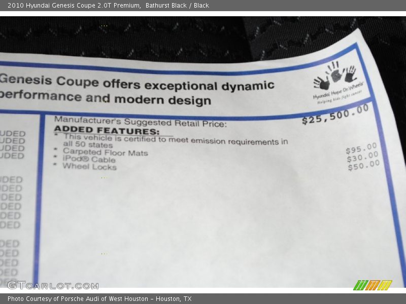 Bathurst Black / Black 2010 Hyundai Genesis Coupe 2.0T Premium