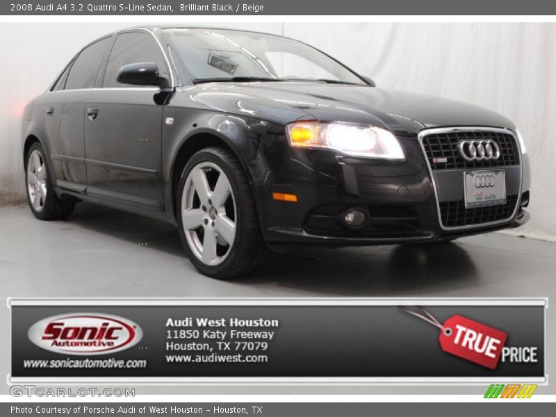 Brilliant Black / Beige 2008 Audi A4 3.2 Quattro S-Line Sedan