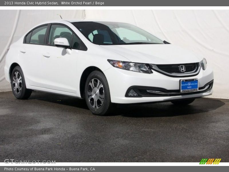 White Orchid Pearl / Beige 2013 Honda Civic Hybrid Sedan