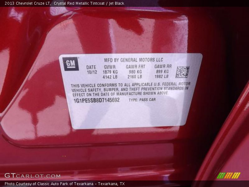 Crystal Red Metallic Tintcoat / Jet Black 2013 Chevrolet Cruze LT