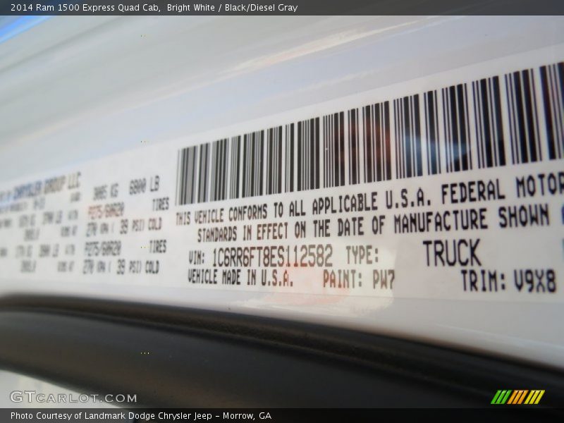 Bright White / Black/Diesel Gray 2014 Ram 1500 Express Quad Cab