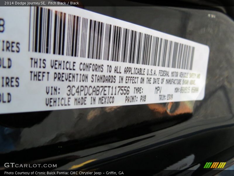 2014 Journey SE Pitch Black Color Code PX8