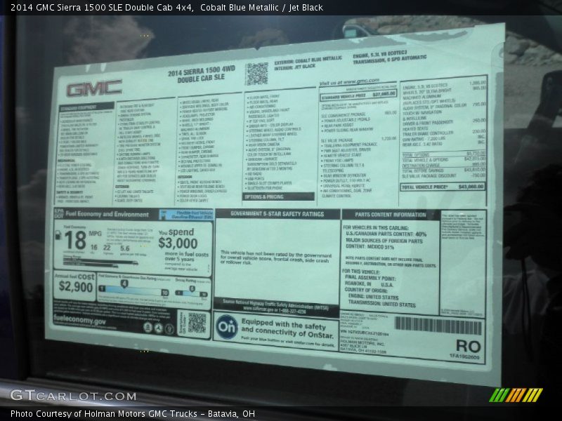  2014 Sierra 1500 SLE Double Cab 4x4 Window Sticker