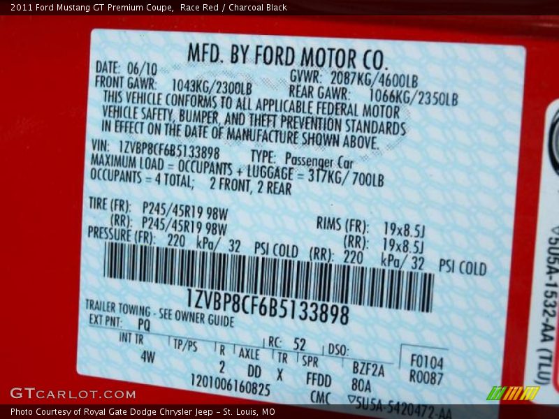 Race Red / Charcoal Black 2011 Ford Mustang GT Premium Coupe