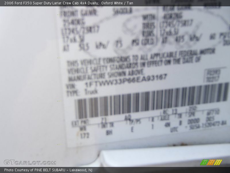 Oxford White / Tan 2006 Ford F350 Super Duty Lariat Crew Cab 4x4 Dually