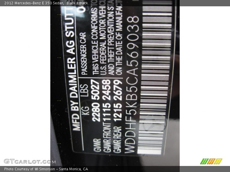 Black / Black 2012 Mercedes-Benz E 350 Sedan