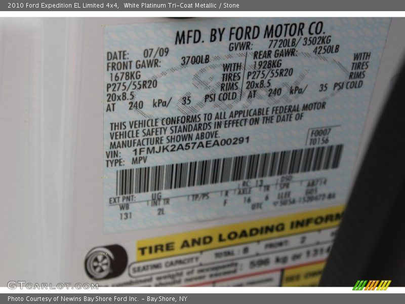 White Platinum Tri-Coat Metallic / Stone 2010 Ford Expedition EL Limited 4x4