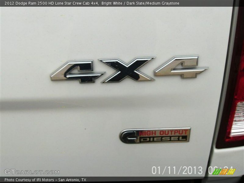 Bright White / Dark Slate/Medium Graystone 2012 Dodge Ram 2500 HD Lone Star Crew Cab 4x4