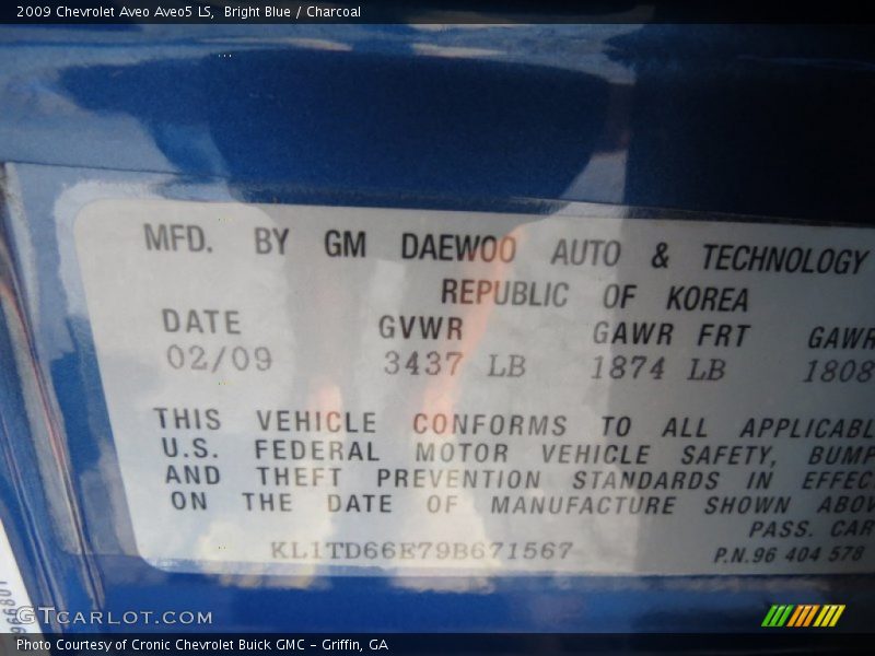 Bright Blue / Charcoal 2009 Chevrolet Aveo Aveo5 LS