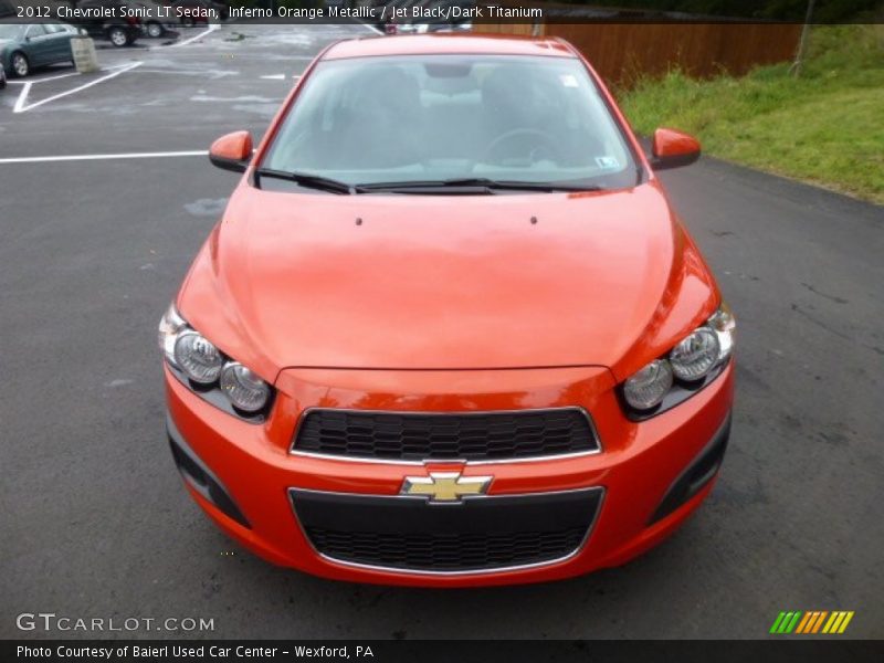Inferno Orange Metallic / Jet Black/Dark Titanium 2012 Chevrolet Sonic LT Sedan