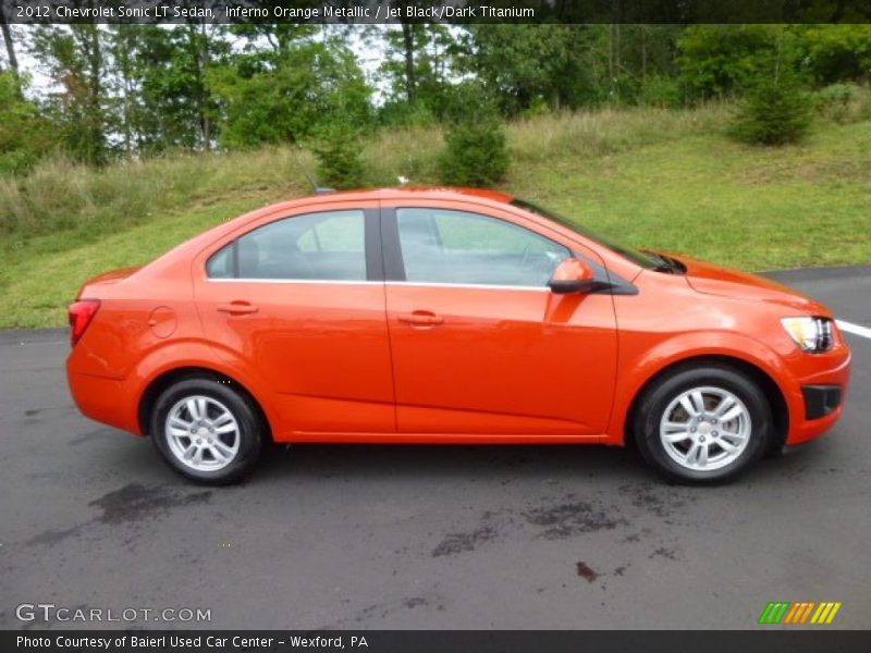 Inferno Orange Metallic / Jet Black/Dark Titanium 2012 Chevrolet Sonic LT Sedan