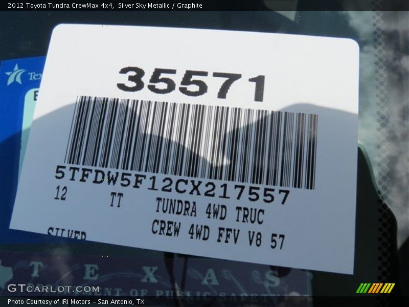 Silver Sky Metallic / Graphite 2012 Toyota Tundra CrewMax 4x4