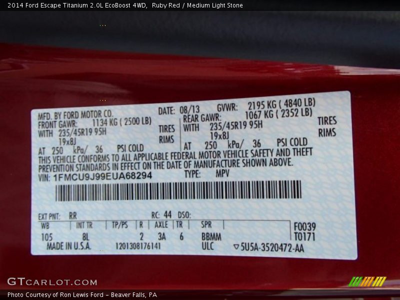 Ruby Red / Medium Light Stone 2014 Ford Escape Titanium 2.0L EcoBoost 4WD