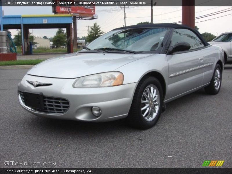 Brilliant Silver Metallic / Deep Royal Blue 2002 Chrysler Sebring Limited Convertible