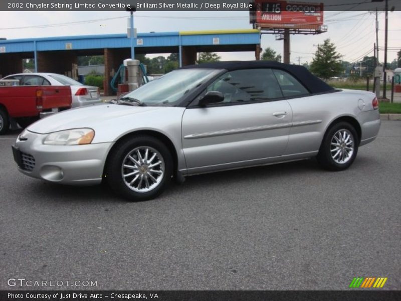 Brilliant Silver Metallic / Deep Royal Blue 2002 Chrysler Sebring Limited Convertible