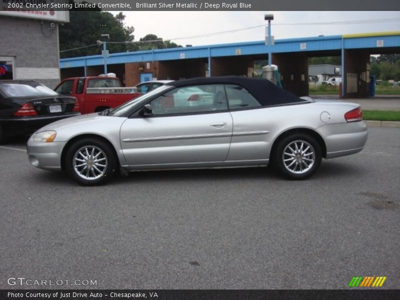 Brilliant Silver Metallic / Deep Royal Blue 2002 Chrysler Sebring Limited Convertible