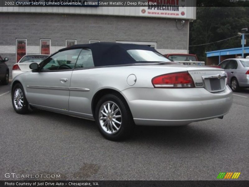 Brilliant Silver Metallic / Deep Royal Blue 2002 Chrysler Sebring Limited Convertible