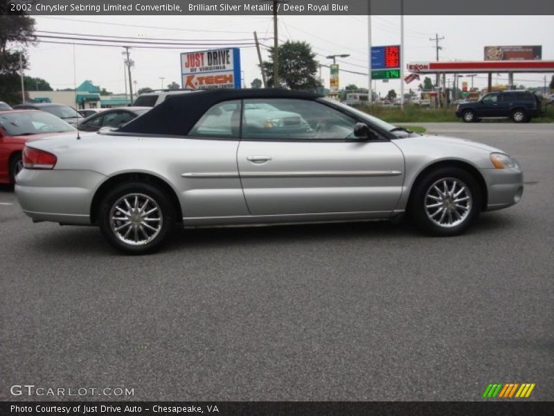 Brilliant Silver Metallic / Deep Royal Blue 2002 Chrysler Sebring Limited Convertible