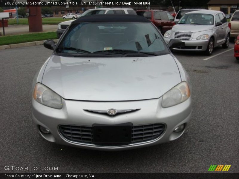 Brilliant Silver Metallic / Deep Royal Blue 2002 Chrysler Sebring Limited Convertible