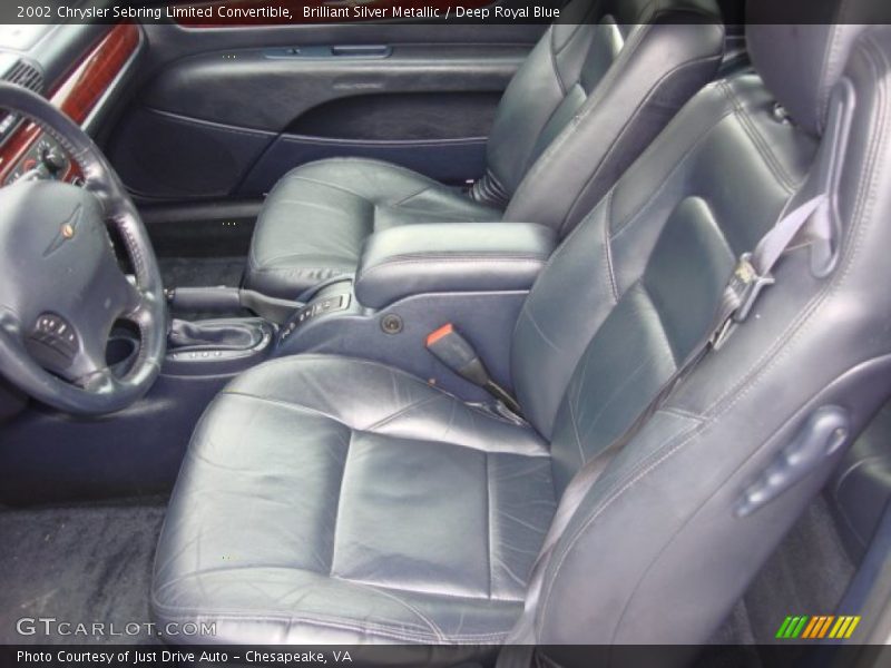 Brilliant Silver Metallic / Deep Royal Blue 2002 Chrysler Sebring Limited Convertible