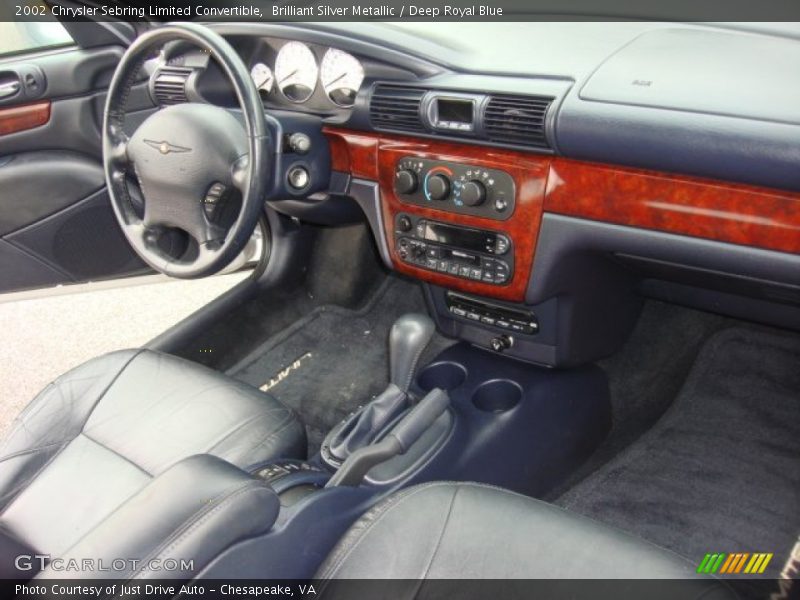 Brilliant Silver Metallic / Deep Royal Blue 2002 Chrysler Sebring Limited Convertible