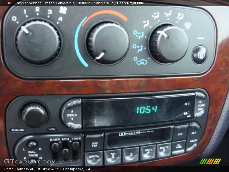 Brilliant Silver Metallic / Deep Royal Blue 2002 Chrysler Sebring Limited Convertible