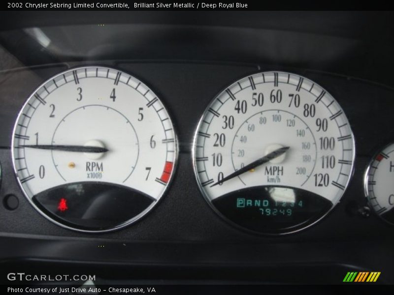 Brilliant Silver Metallic / Deep Royal Blue 2002 Chrysler Sebring Limited Convertible