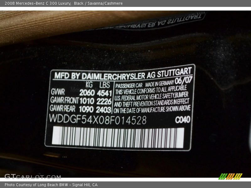 Black / Savanna/Cashmere 2008 Mercedes-Benz C 300 Luxury
