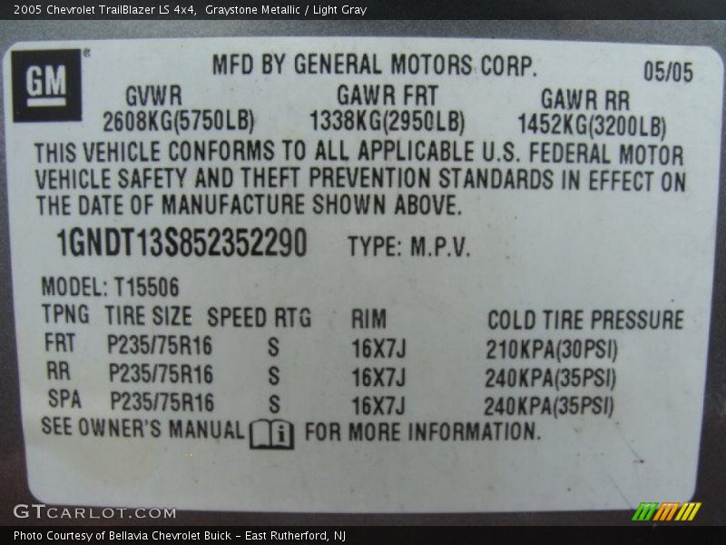 Graystone Metallic / Light Gray 2005 Chevrolet TrailBlazer LS 4x4