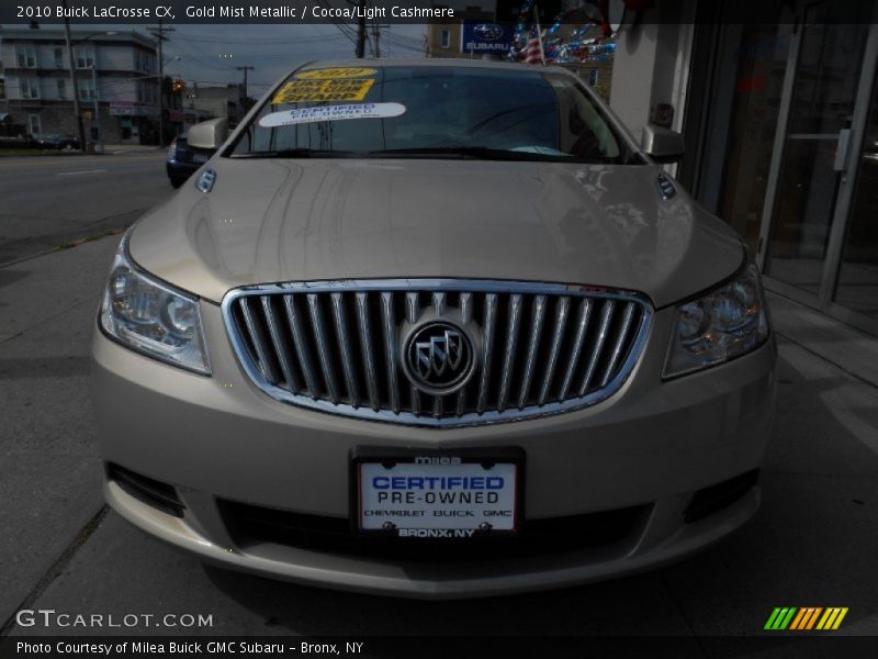 Gold Mist Metallic / Cocoa/Light Cashmere 2010 Buick LaCrosse CX