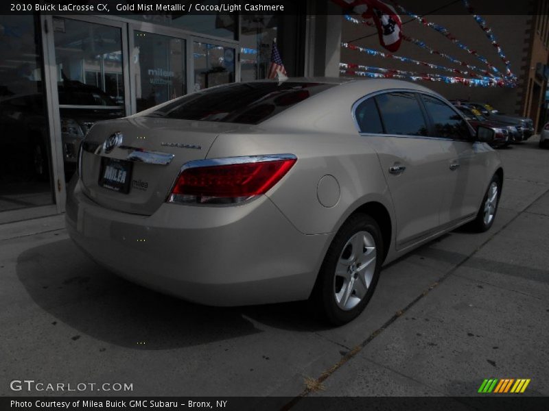Gold Mist Metallic / Cocoa/Light Cashmere 2010 Buick LaCrosse CX