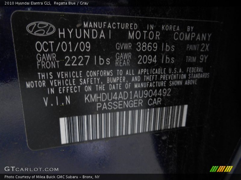 Regatta Blue / Gray 2010 Hyundai Elantra GLS