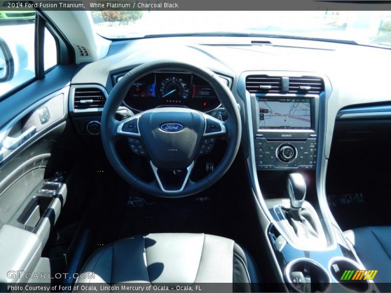 White Platinum / Charcoal Black 2014 Ford Fusion Titanium