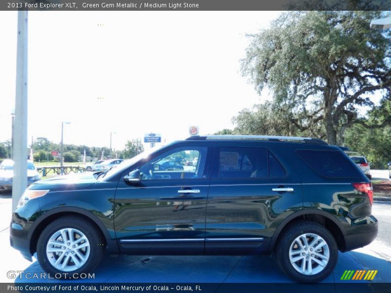 Green Gem Metallic / Medium Light Stone 2013 Ford Explorer XLT