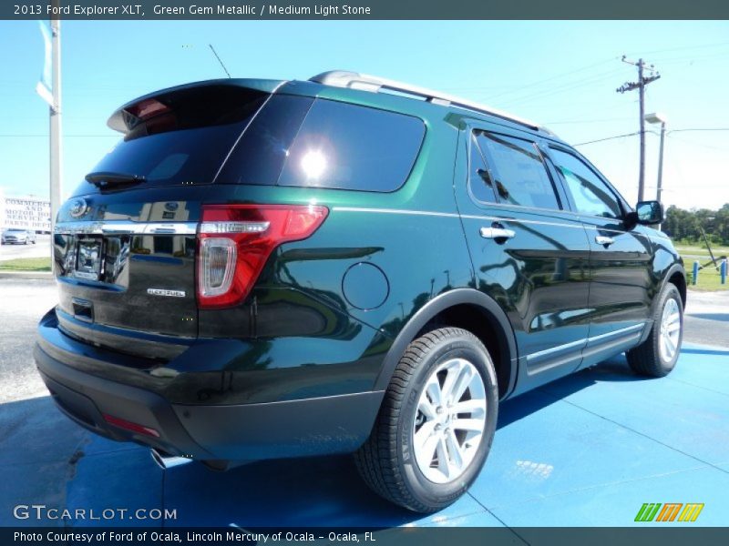 Green Gem Metallic / Medium Light Stone 2013 Ford Explorer XLT