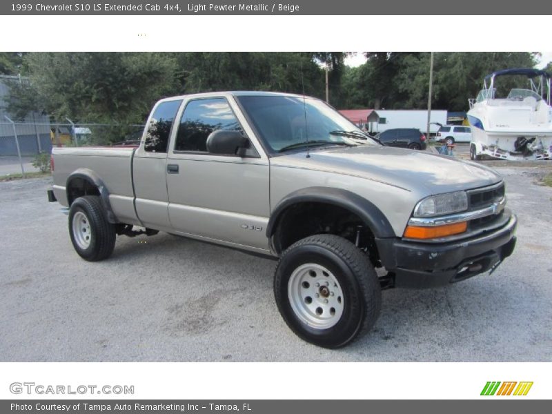 Light Pewter Metallic / Beige 1999 Chevrolet S10 LS Extended Cab 4x4