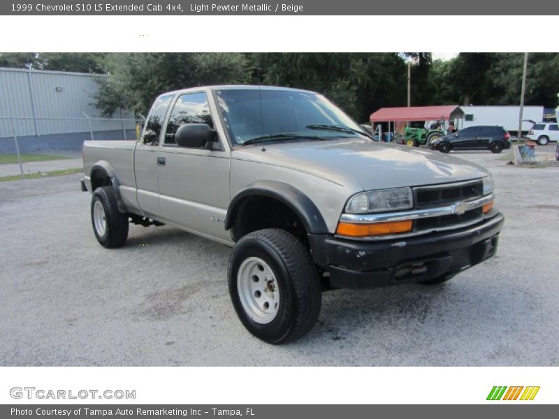 Light Pewter Metallic / Beige 1999 Chevrolet S10 LS Extended Cab 4x4