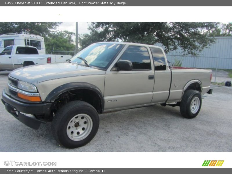 Light Pewter Metallic / Beige 1999 Chevrolet S10 LS Extended Cab 4x4