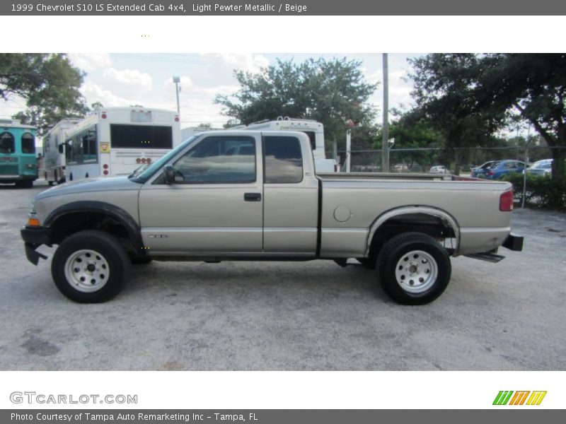 Light Pewter Metallic / Beige 1999 Chevrolet S10 LS Extended Cab 4x4