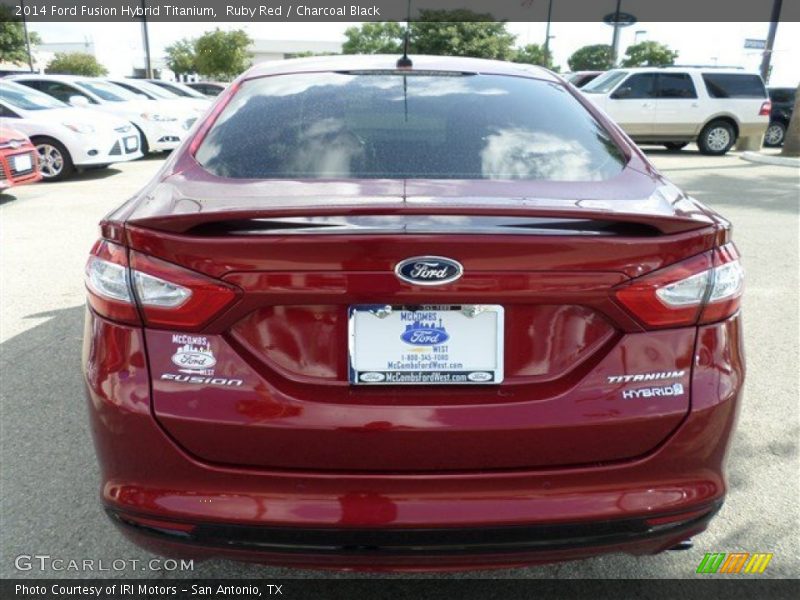 Ruby Red / Charcoal Black 2014 Ford Fusion Hybrid Titanium
