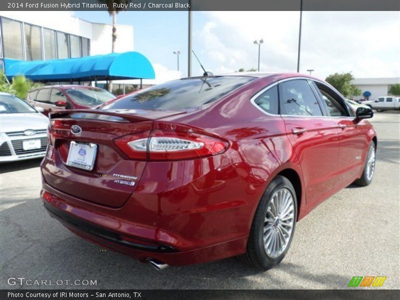 Ruby Red / Charcoal Black 2014 Ford Fusion Hybrid Titanium